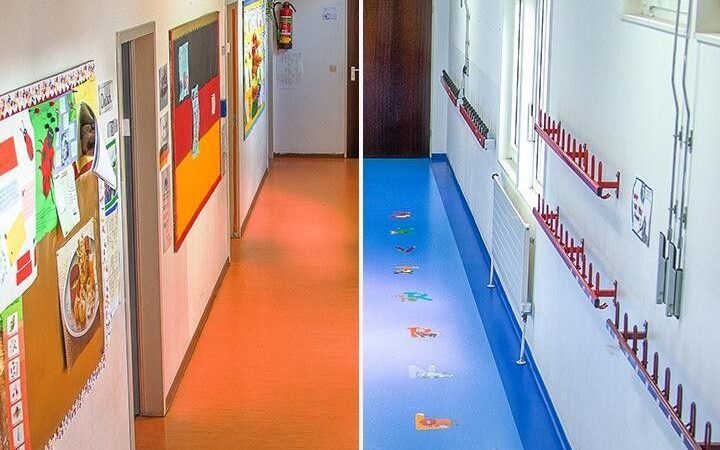 Kindergarten-Flur-Farbe-Vorher-nachher